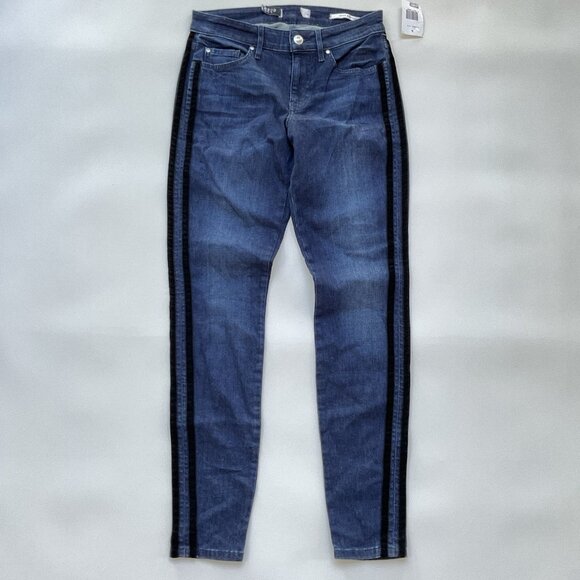 Guess Women’s Sexy Curve Mid Rise Skinny Jeans W/Tuxedo Velvet Striped Size 28 - Picture 1 of 11